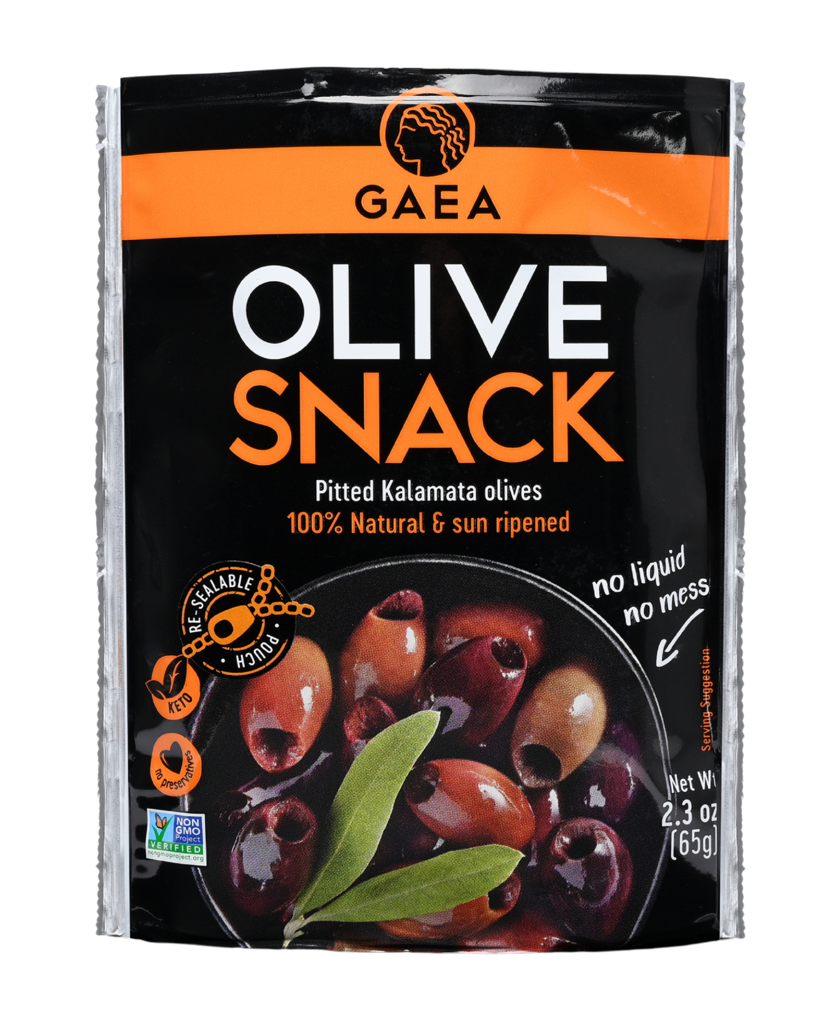 GAEA Pitted Kalamata olives 100% Natural and sun ripened 2.3oz