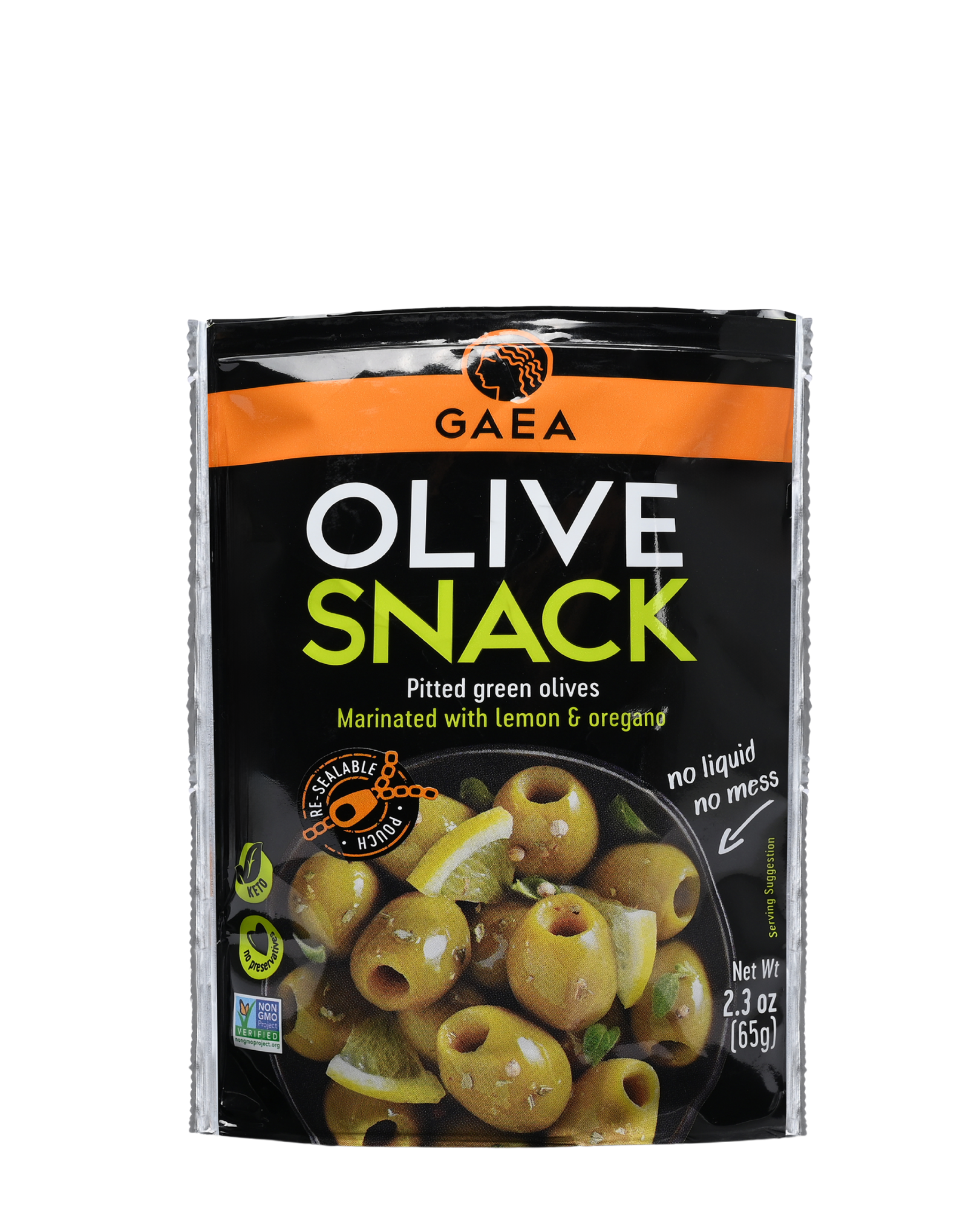 GAEA Pitted Greek Olives Marinated with Lemon & Oregano snack 1 oz