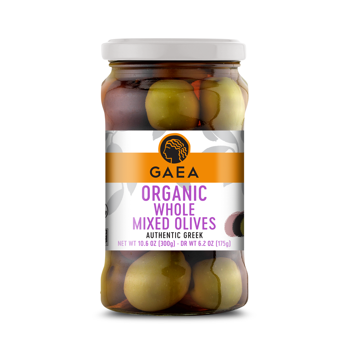 GAEA Pitted Organic Mixed olives in brine 10.6oz Gaea_USA