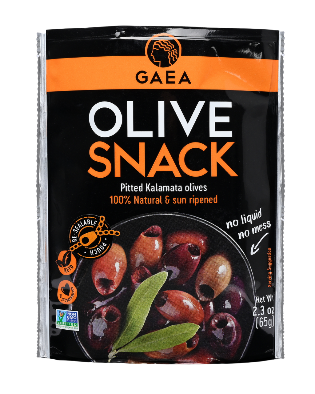 GAEA Pitted Kalamata olives 100% Natural and sun ripened 2.3oz