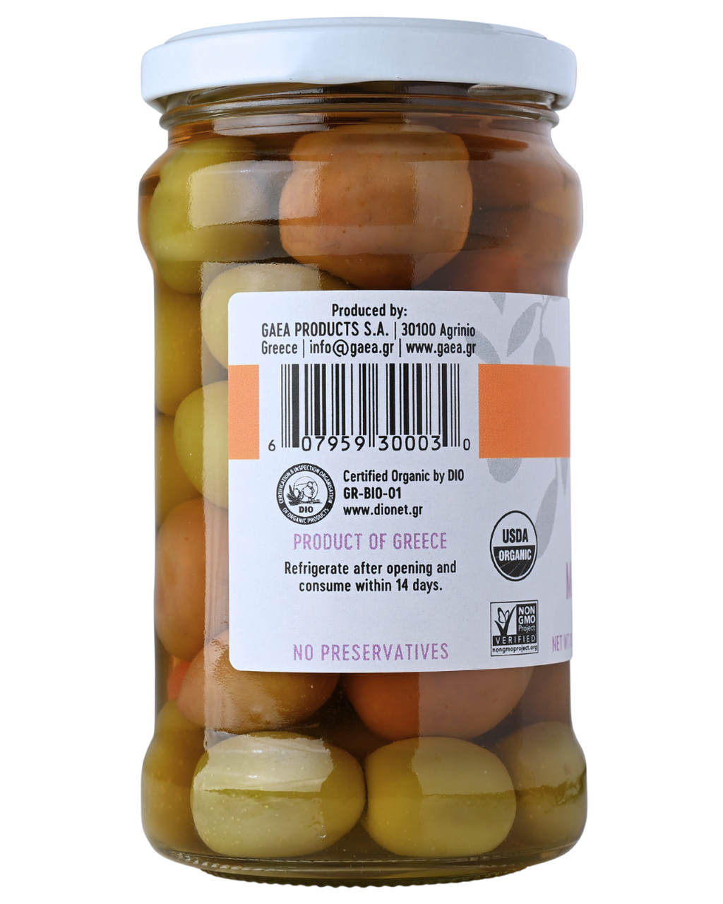 GAEA Pitted Organic Mixed olives in brine 10.6oz