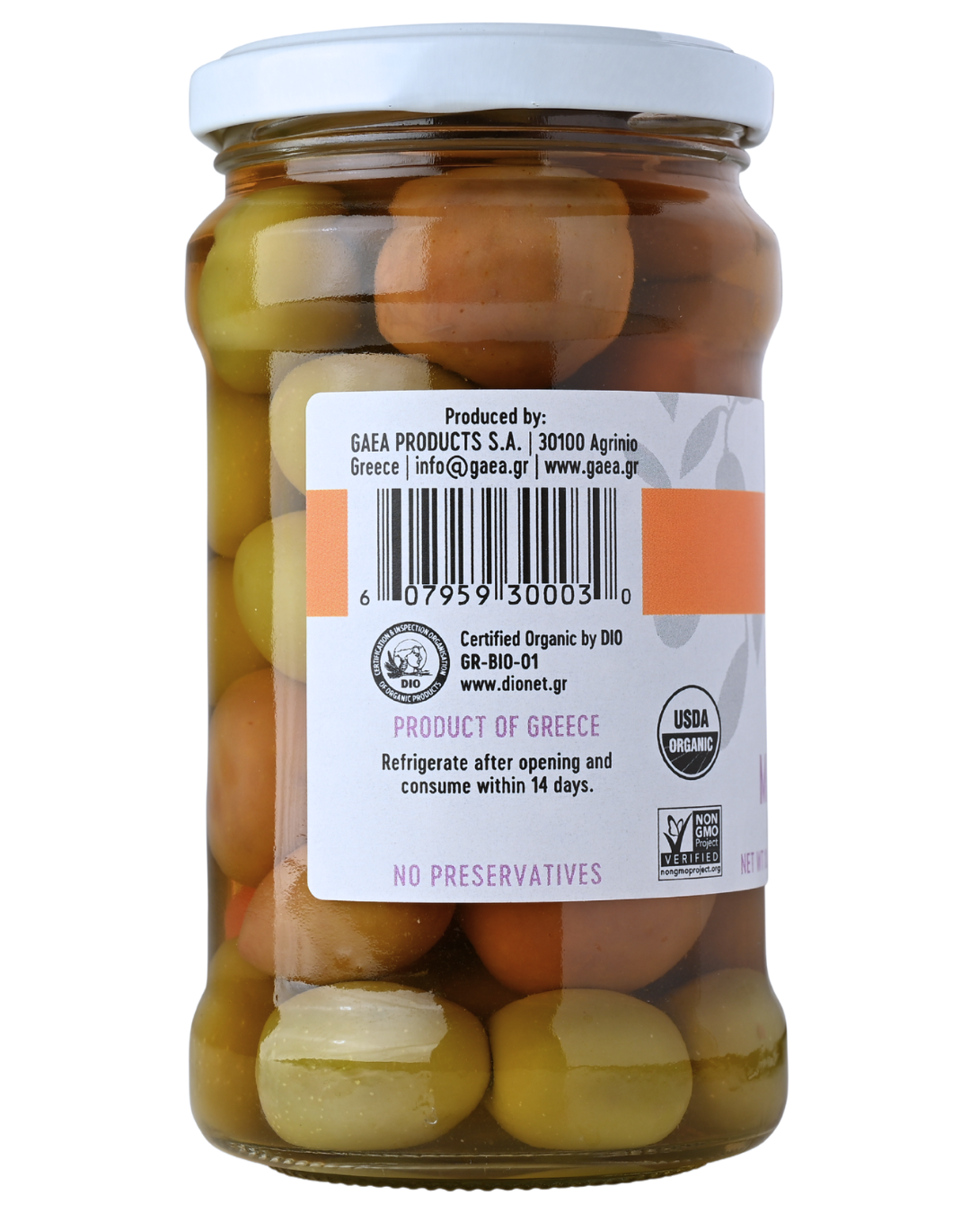 GAEA Pitted Organic Mixed olives in brine 10.6oz