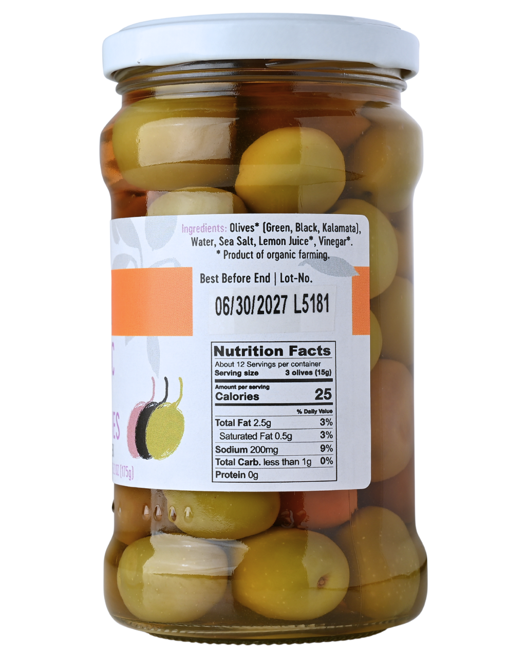 GAEA Pitted Organic Mixed olives in brine 10.6oz