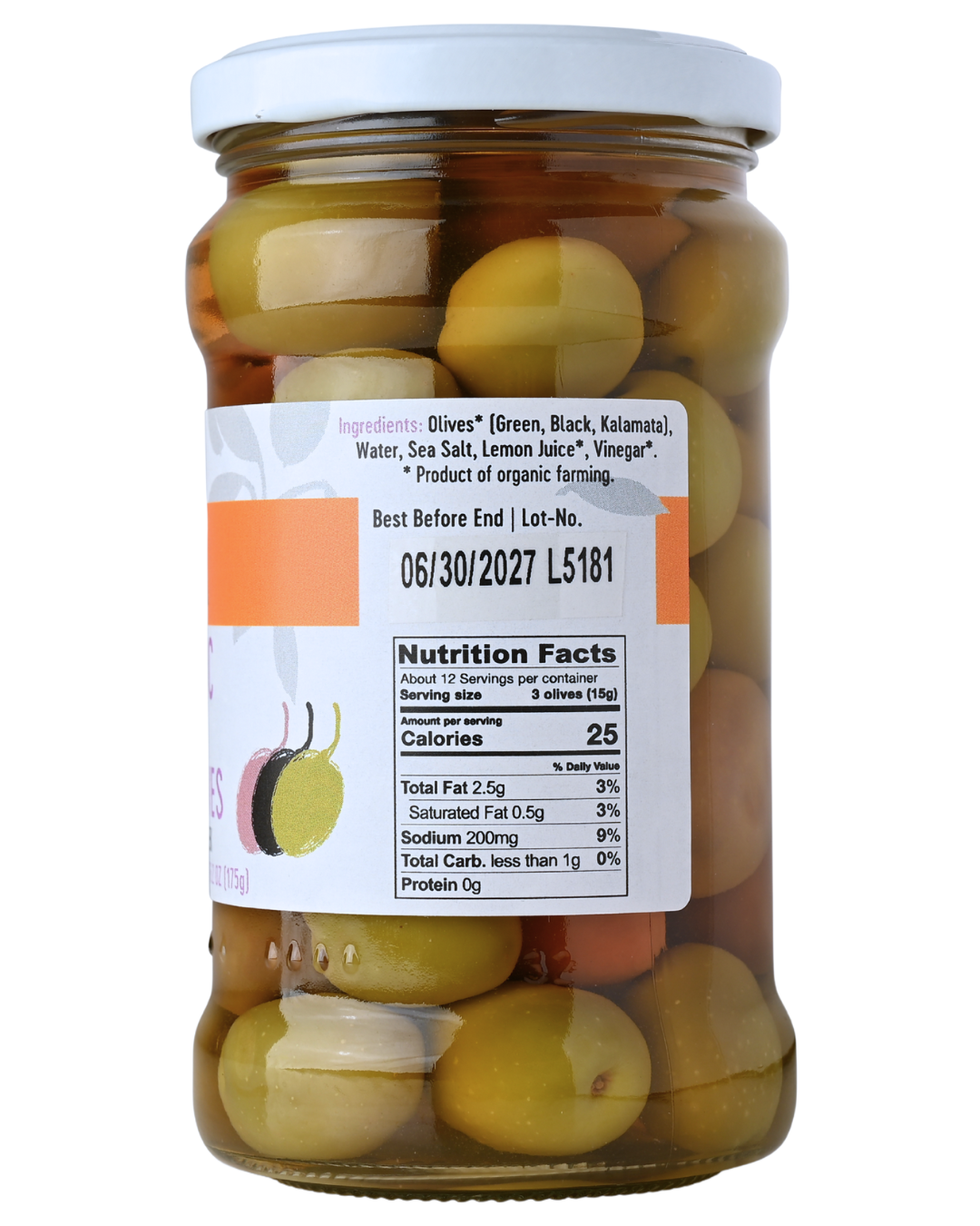 GAEA Pitted Organic Mixed olives in brine 10.6oz