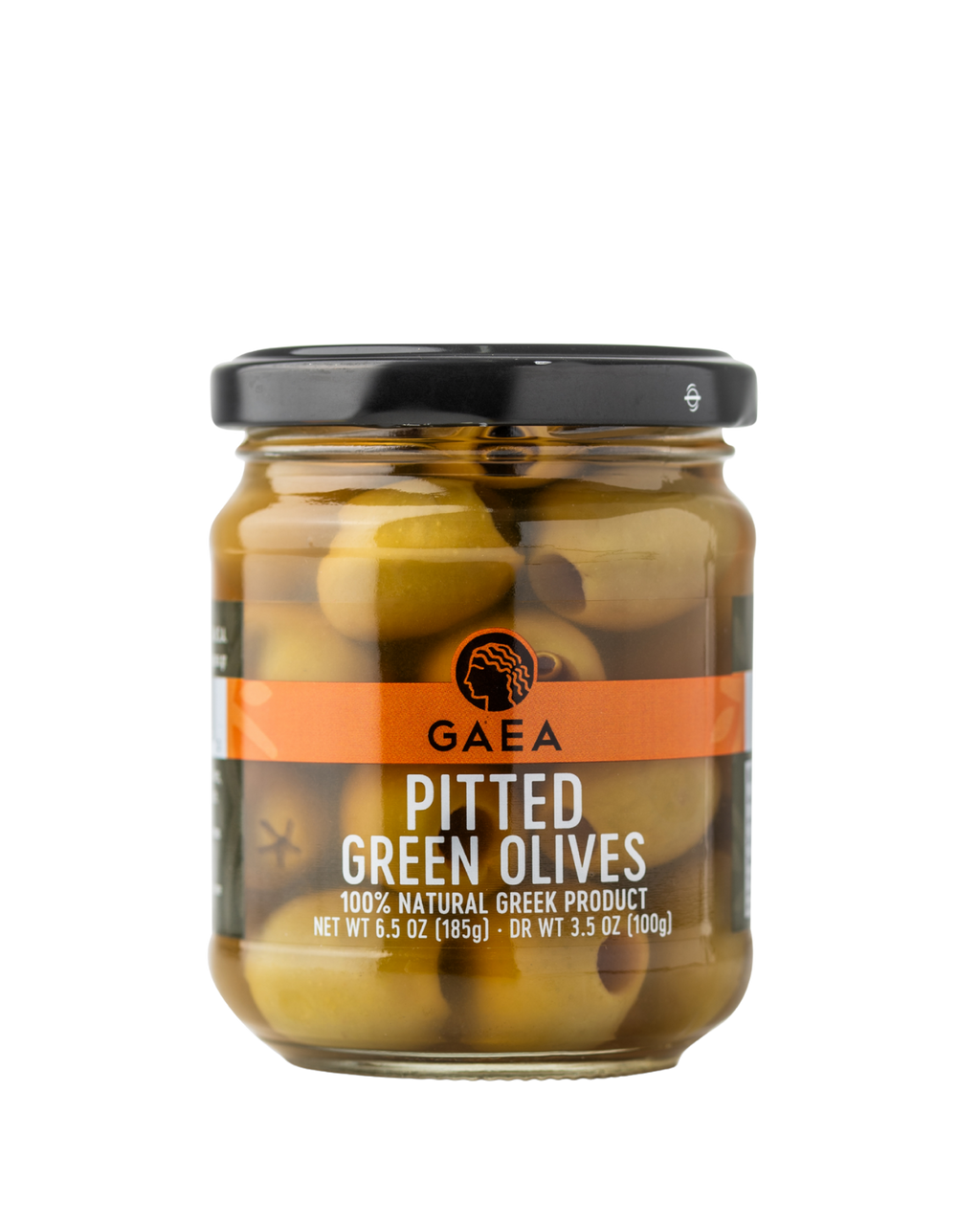 GAEA Pitted Green Olives – 6.5 oz Jar