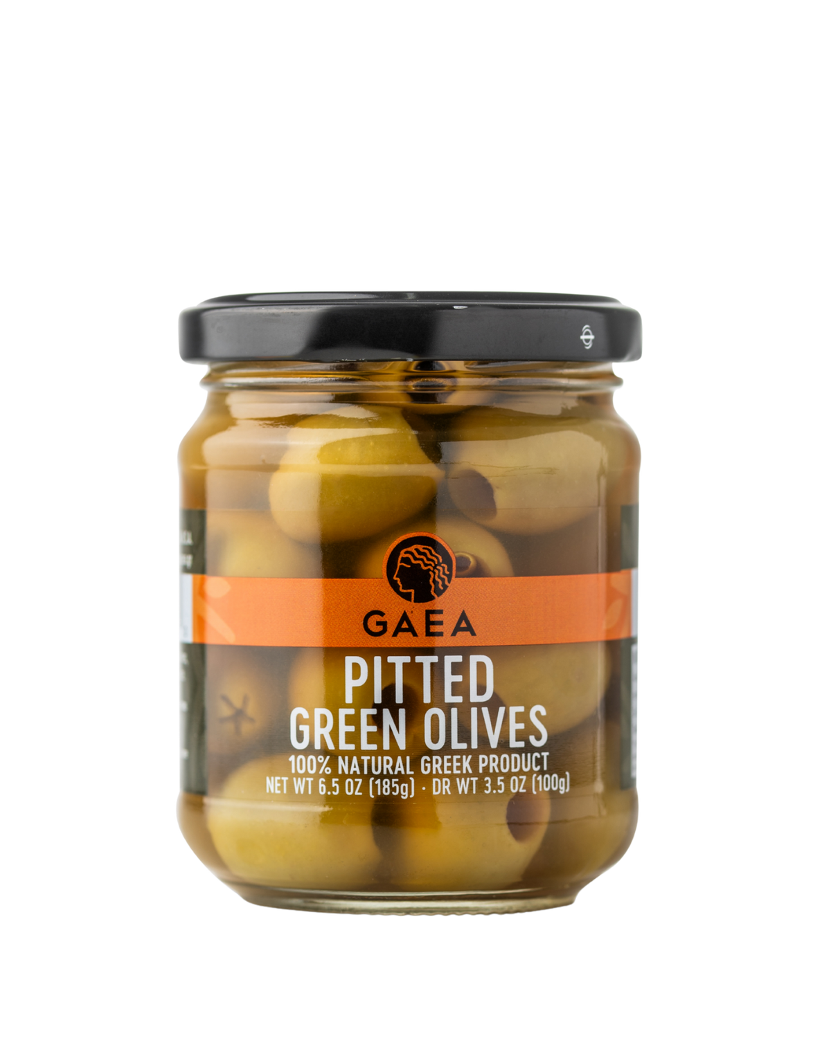GAEA Pitted Green Olives – 6.5 oz Jar