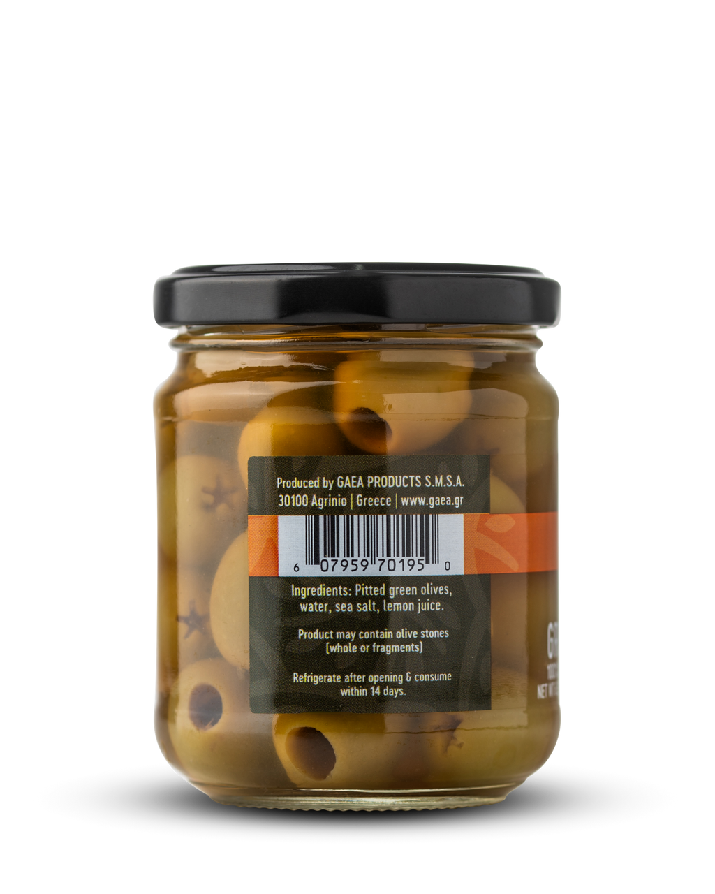 GAEA Pitted Green Olives – 6.5 oz Jar