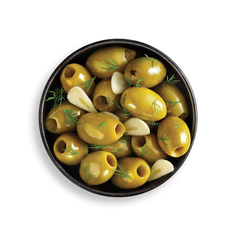 GAEA Pitted Green Olives Marinated with Garlic and Dill - 2.3 Oz