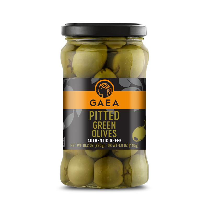 GAEA Pitted Green Olympian olives in brine 10.6oz